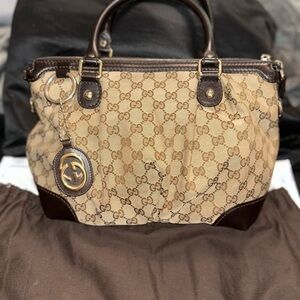 Gucci Beige and Dark Brown Shoulder Bag